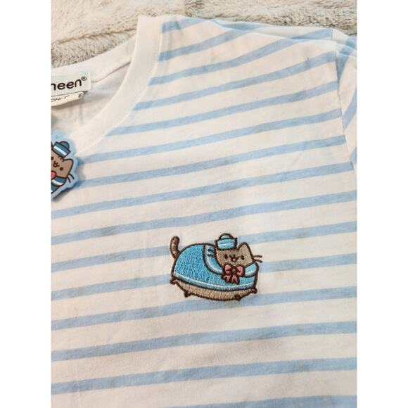 Pusheen 2019 Striped Sailor Long Sleeve T-Shirt White/Blue, Small - Picture 6 of 6